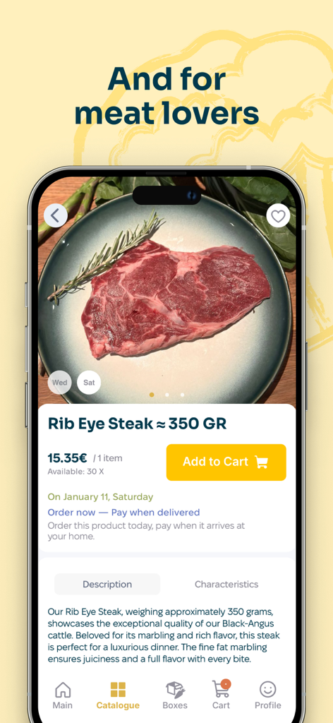 FarmToHome: Buy from Farmers - Rib eye steak product display on the FarmToHome app