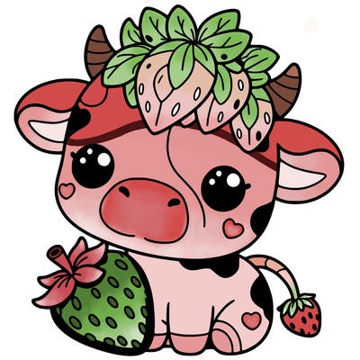 cute strawberry cow