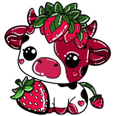 cute strawberry cow