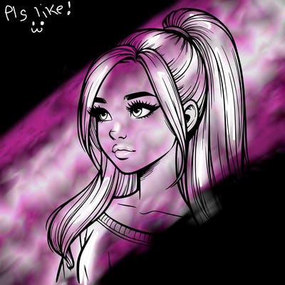 realistic girl with a high ponytail