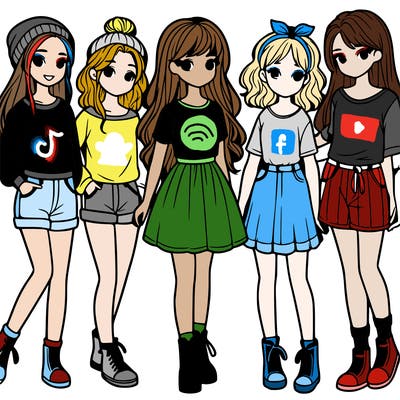 a group of five girls