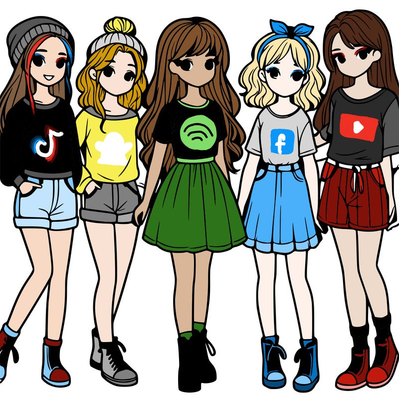 a group of five girls