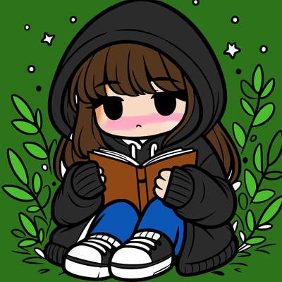 girl in oversized hoodie reading a book