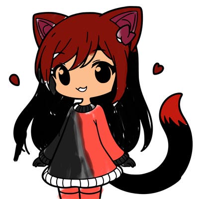 girl with cat ears and tail