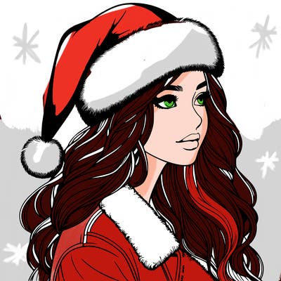 realistic girl in santa hat