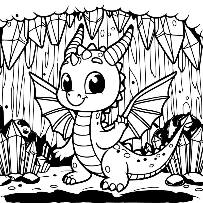a friendly dragon in a crystal cave