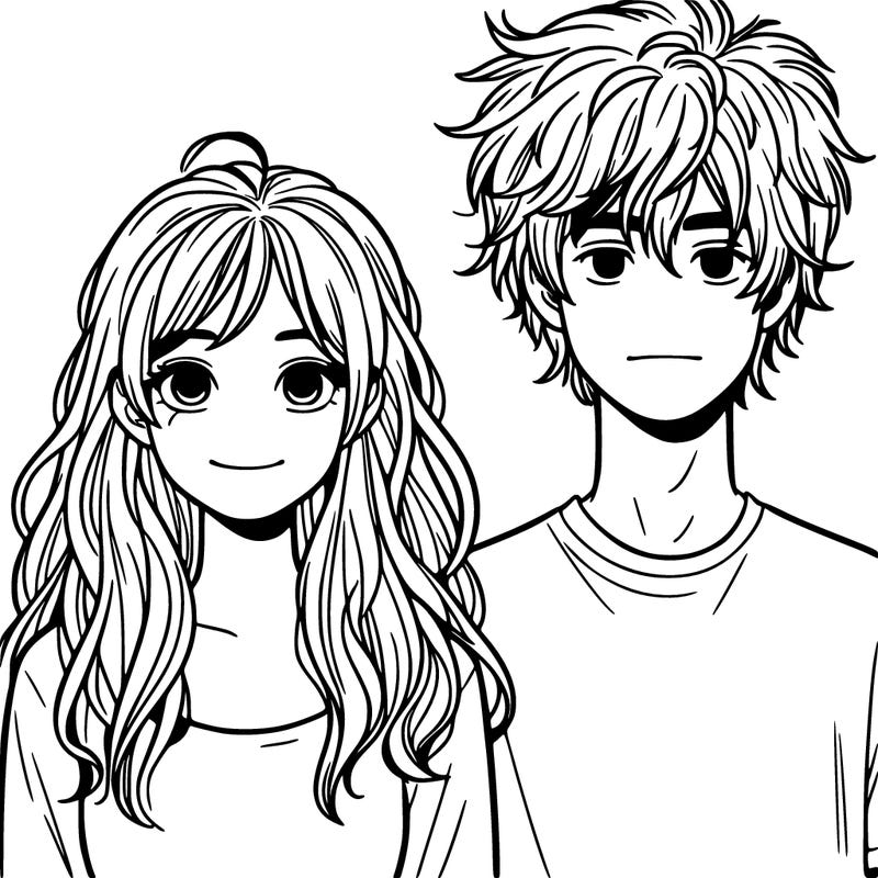 teenage girl with mid length hair and teenage boy with messy hair
