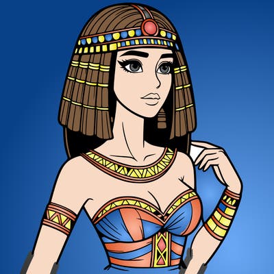 realistic woman wearing a cleopatra costume