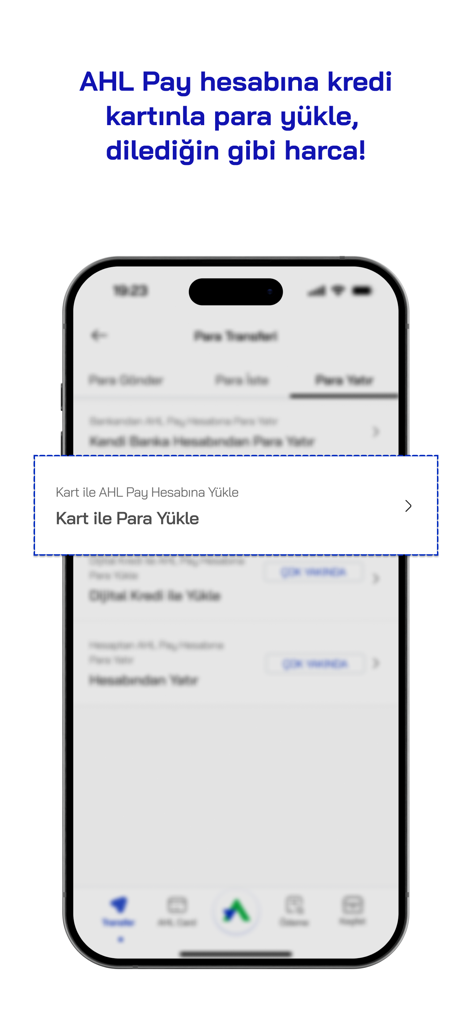 AHL Pay - AHL Pay mobile app screen showing the option to load money into the account using a credit card.