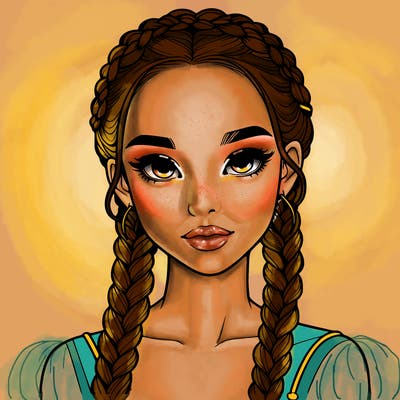 realistic girl with braids