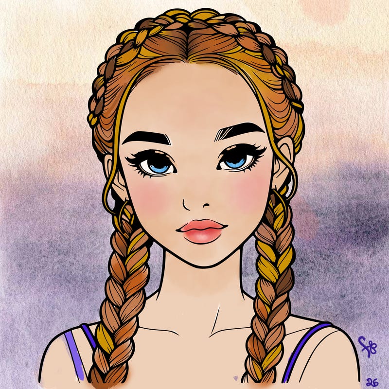 realistic girl with braids