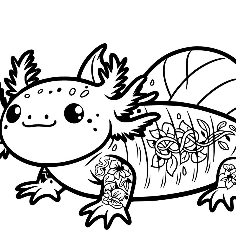 buff axolotl with tattoos