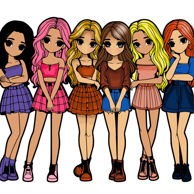 a group of girls realistic