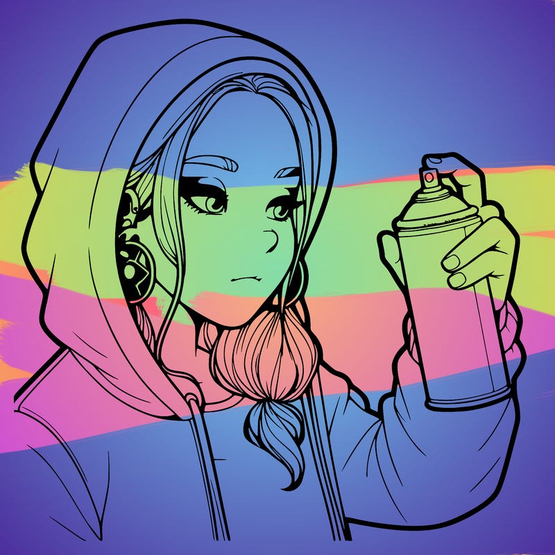 a realistic girl, spray painting