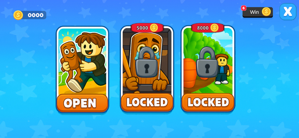 Grow a Garden : Master Game - Una pantalla que muestra tres mundos diferentes para desbloquear en el juego móvil Grow a Garden usando monedas.