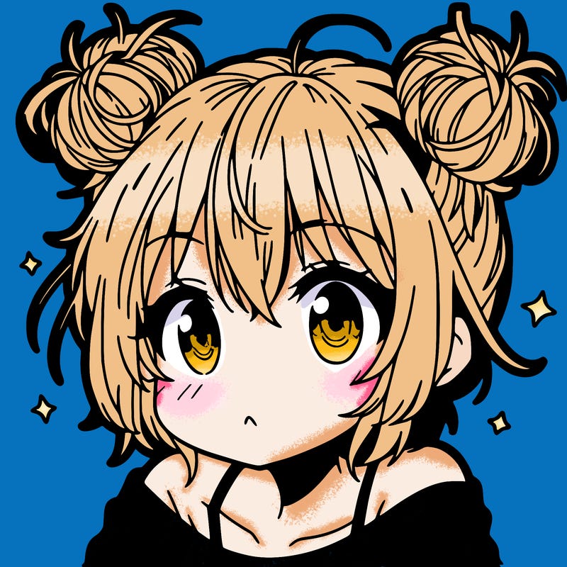 a manga girl with messy small buns