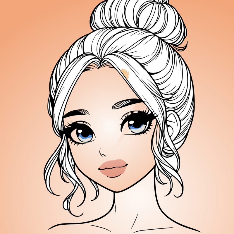 realistic pretty girl with hair in bun