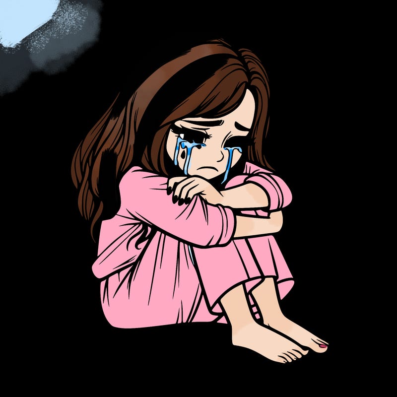 realistic girl crying on her bed over a break up