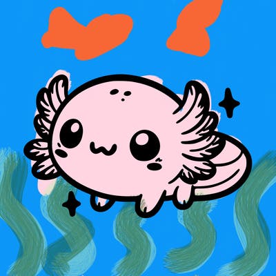 cute easy baby axolotl