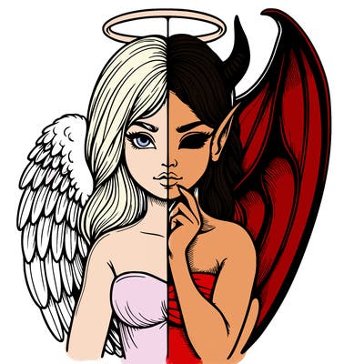 realistic angel half demon