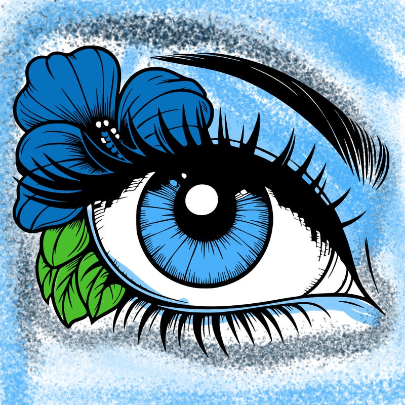 realistic eye with flower