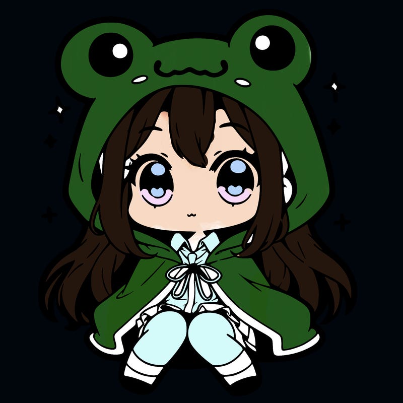 chibi girl with frog hoodie