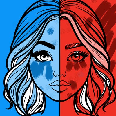 realistic girl split half