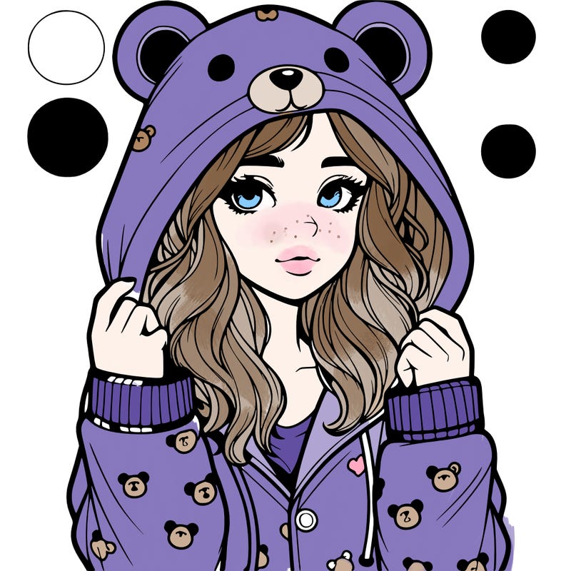 realistic girl in a animal pjs hoodie