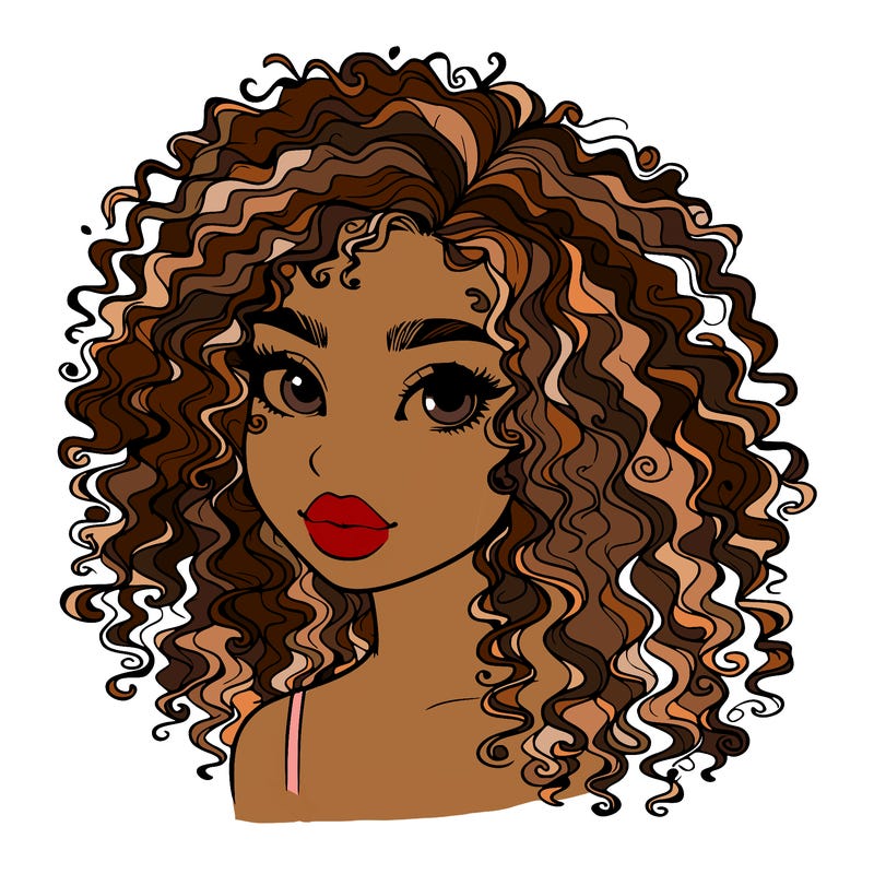 girl with curly hair realistic