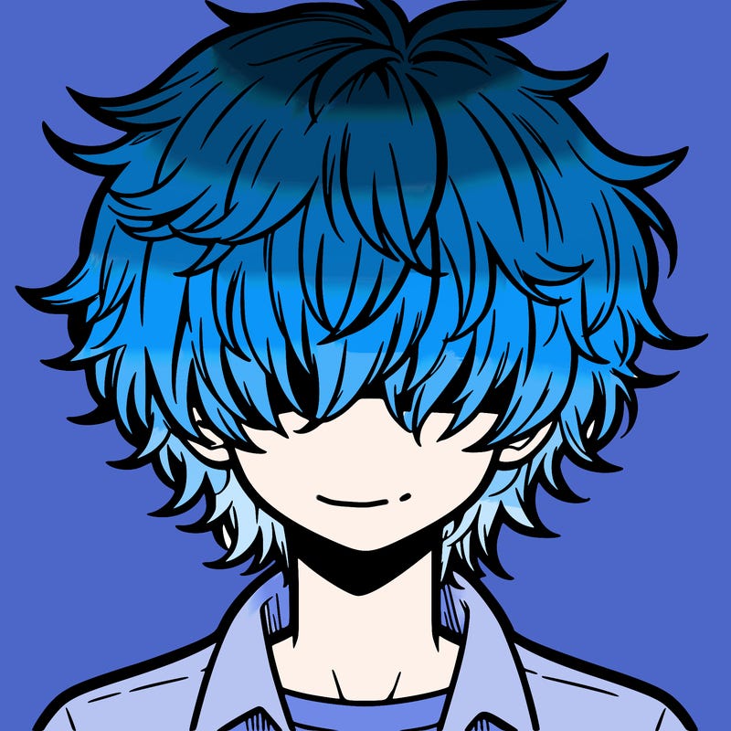 manga boy fluffy hair covering his eyes