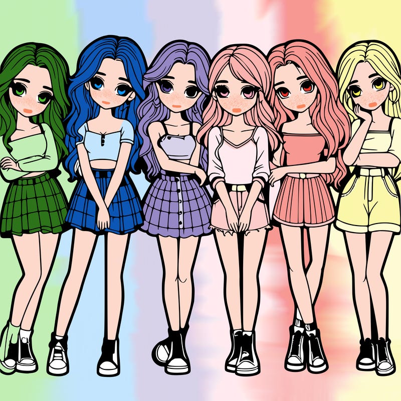 a group of girls realistic