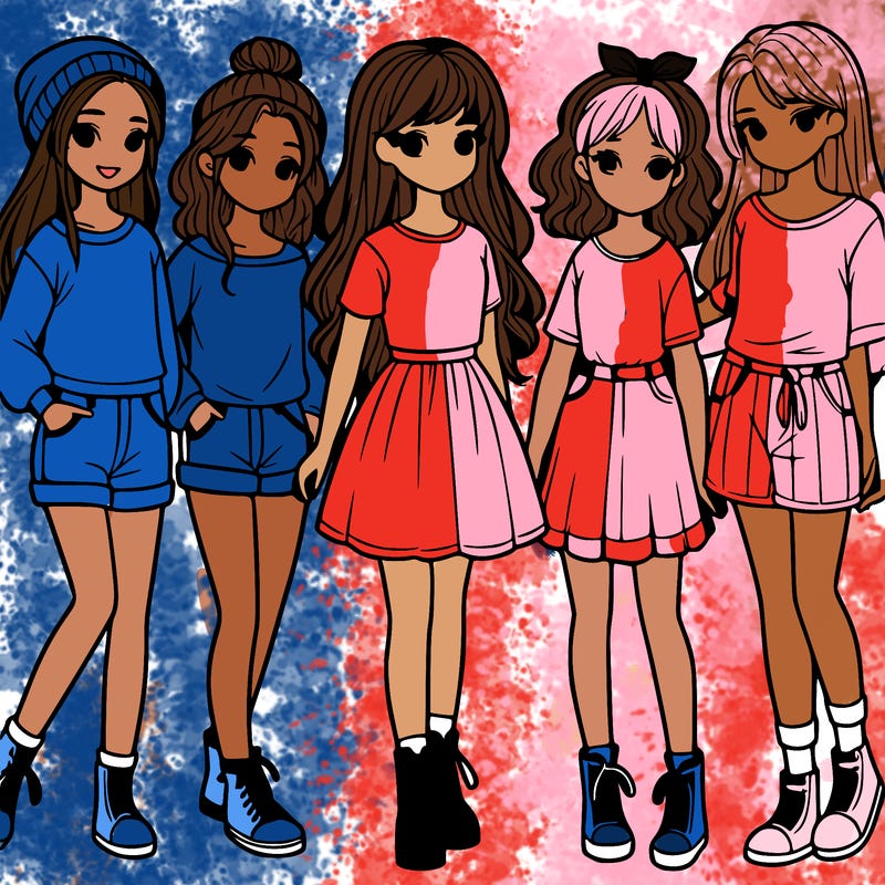 a group of five girls