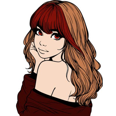 realistic girl with bangs looking over her shoulder