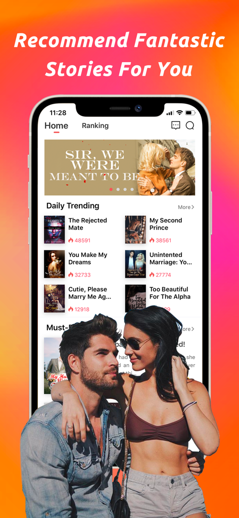 FoxNovel-Read & Story Books - FoxNovel app home screen featuring daily trending romance and werewolf stories.