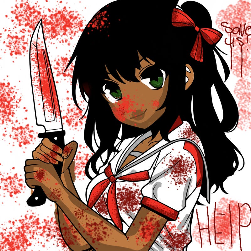 girl holding a knife anime
