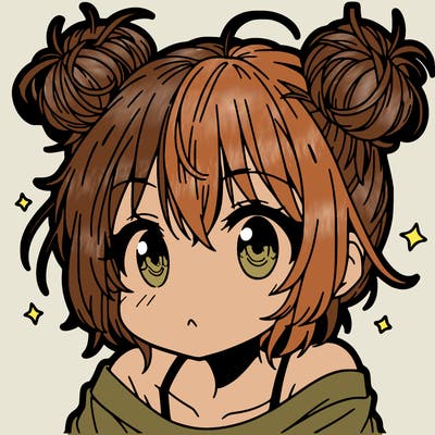 a manga girl with messy small buns