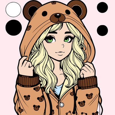 realistic girl in a animal pjs hoodie