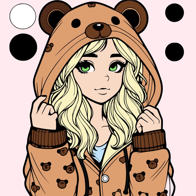 realistic girl in a animal pjs hoodie
