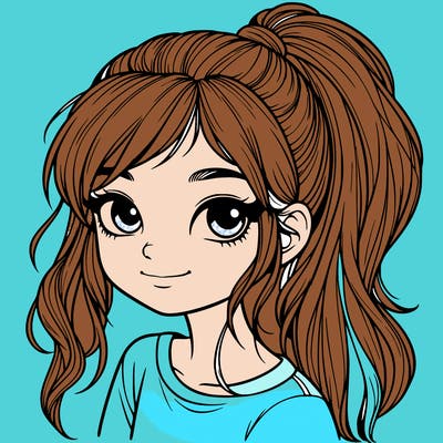 realistic girl with ponytail