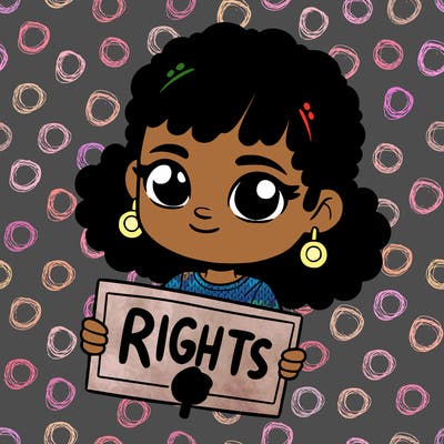black girl holding a rights sign