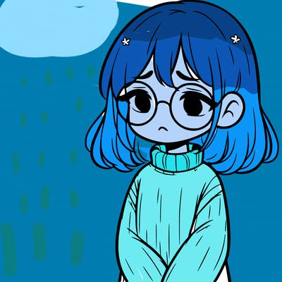 sad girl with glasses in a sweater
