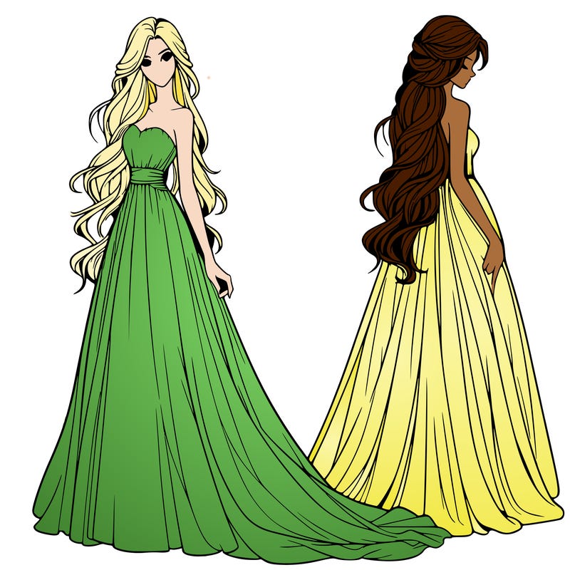 realistic woman with long flowing dress