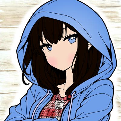 a anime girl with hoddie and in a cool pose