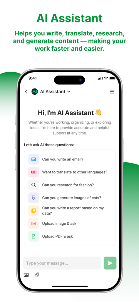AI Assistant chat interface in the CPF Connect app