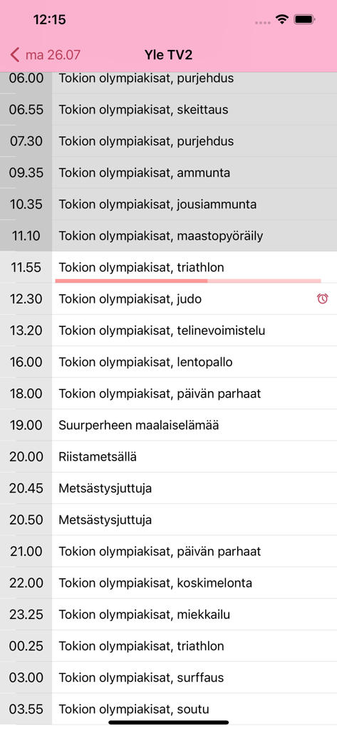 TV Guide FI - TV Guide FI mobile app interface displaying a list of programs for Yle TV2 channel