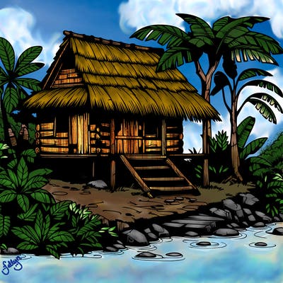 realistic rainforest hut