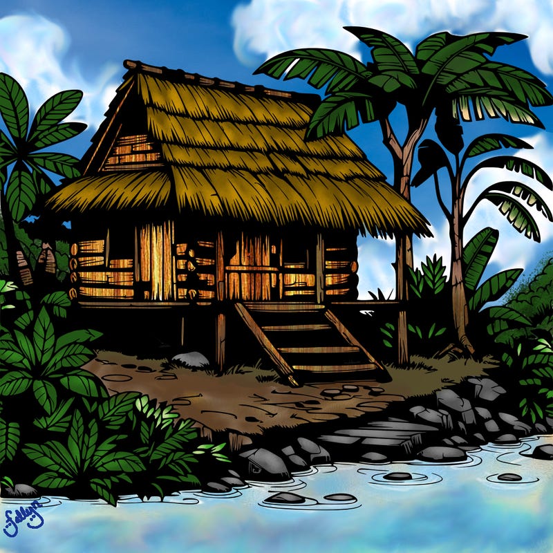 realistic rainforest hut