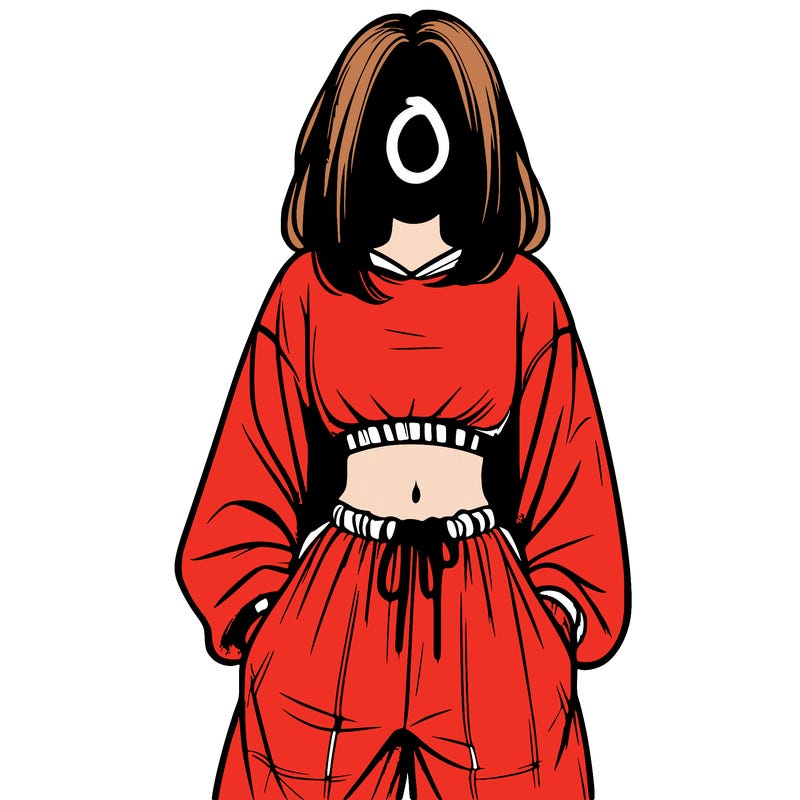 realistic girl faceless with baggy pants and a crop top