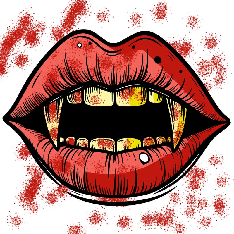 lips with vampire teeth