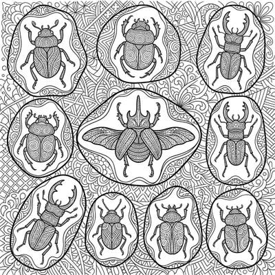Immerse yourself in the captivating world of ancient insects with these intricate Zentangle amber beetles. Each design offers a unique challenge and a peaceful coloring experience.